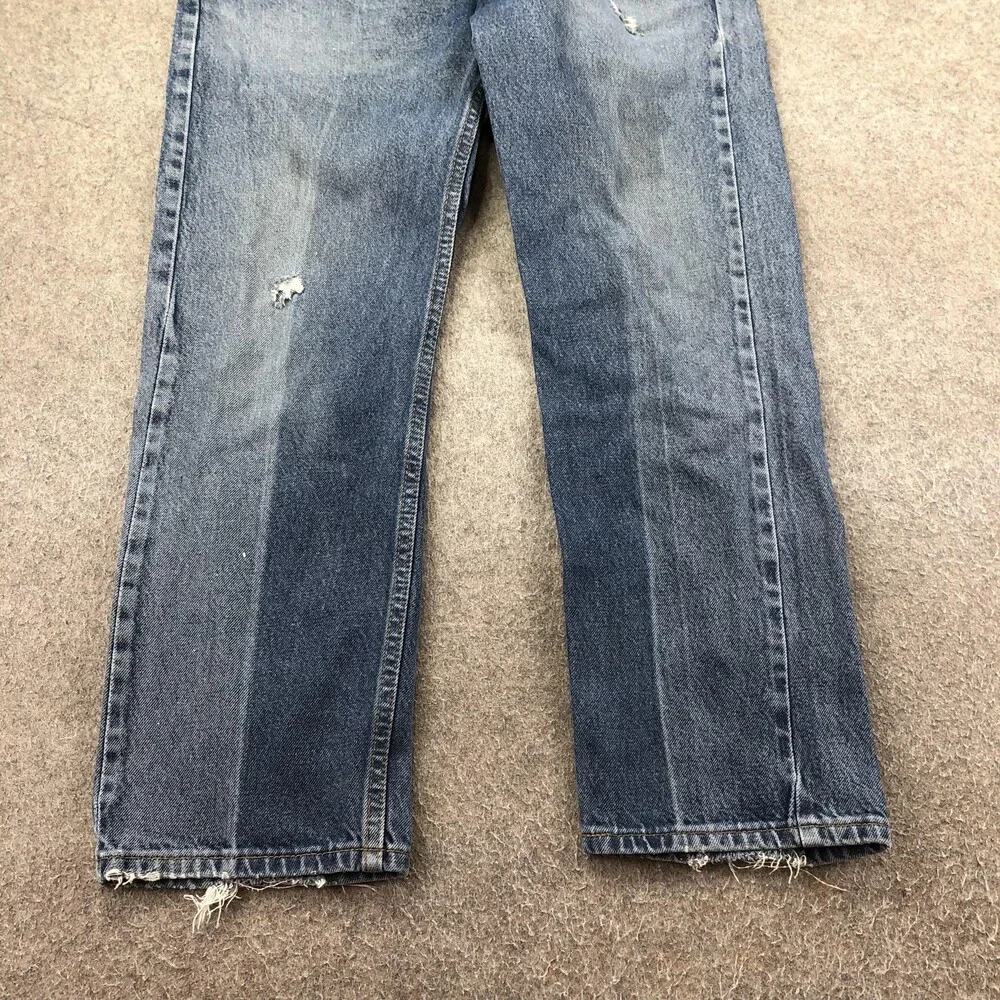 Levis 505 Jeans Mens 36x29 Blue Medium Wash Regular Straight Distressed Denim
